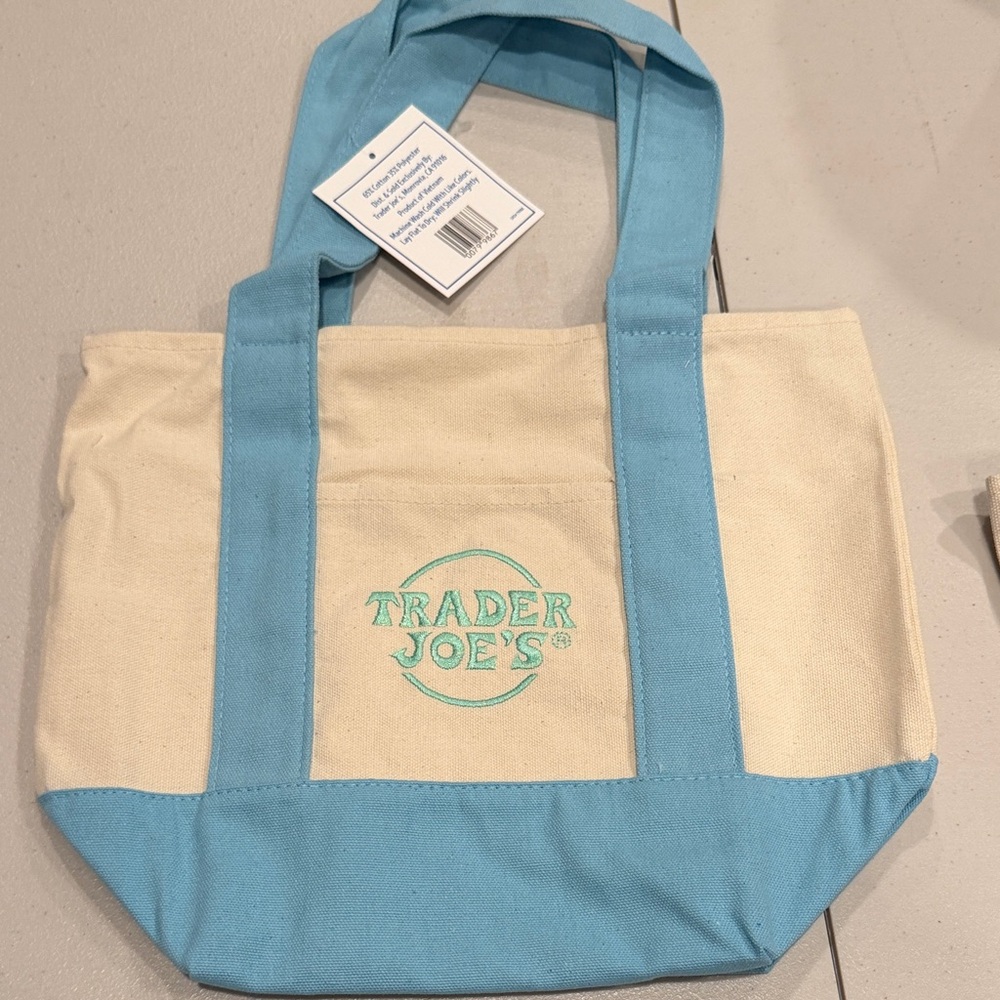 Trader Joe’s Blue and Cream Mini Canvas Tote Bag
